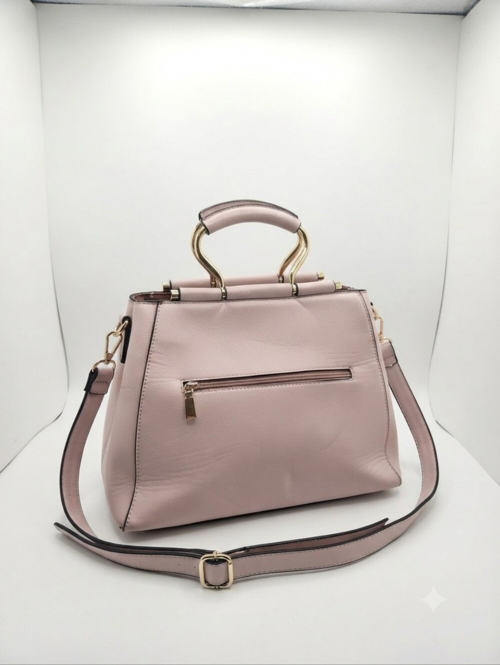 Chic Light Pink Top Handle Handbag with Removable Shoulder Strap